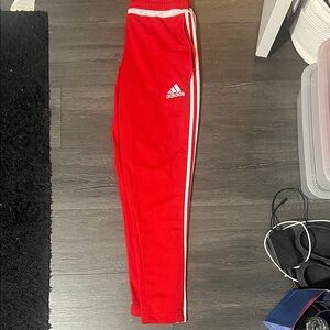 Adidas  Red Sweatpants with White Stripes